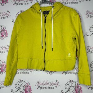 Kangol sweater zip up lime green yellow hoodie zipper cute luxe comfy lounge